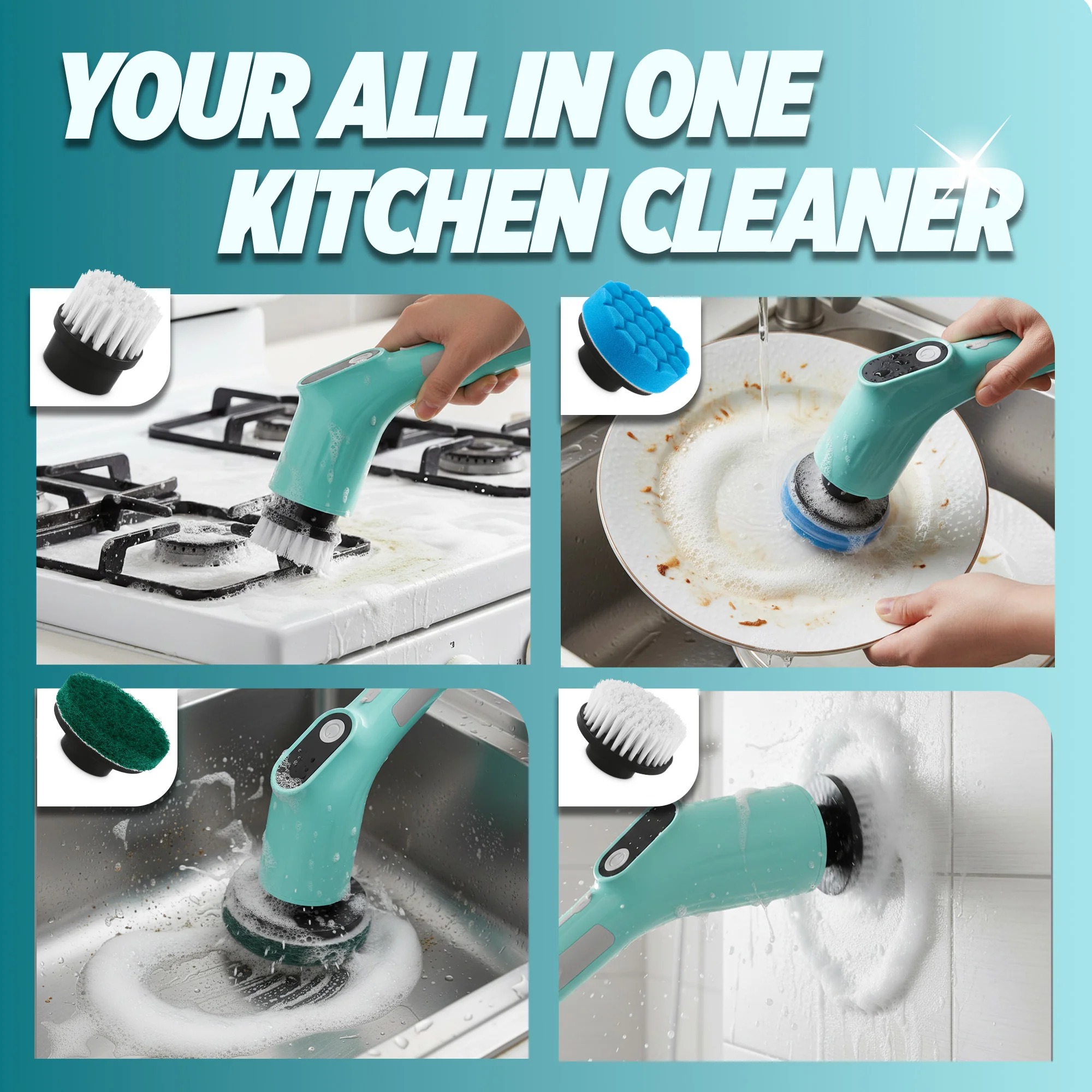 8-In-1 Electric Cleaning Brush Scrubber (Spotzero by Milton) - Image 4