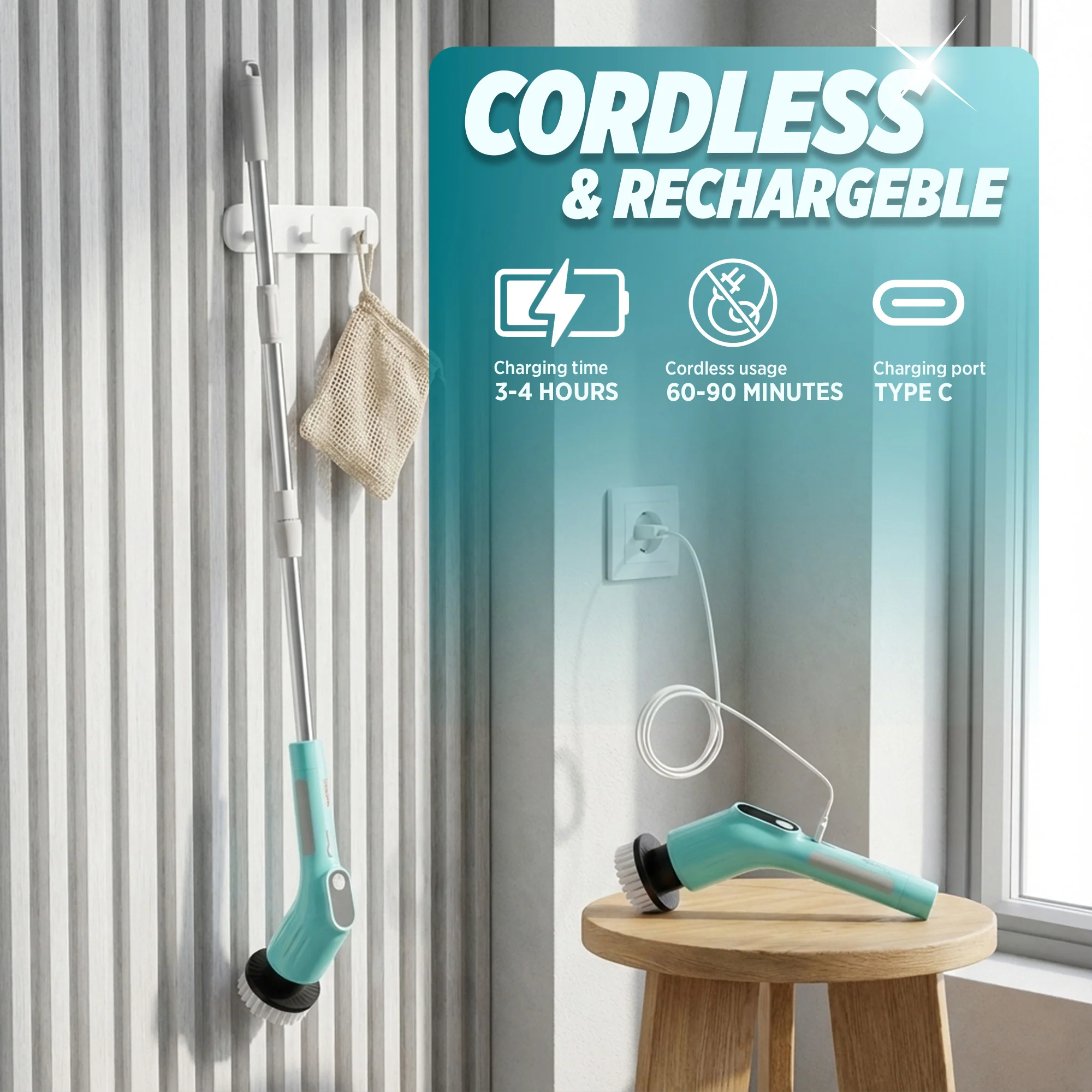 8-In-1 Electric Cleaning Brush Scrubber (Spotzero by Milton) - Image 5