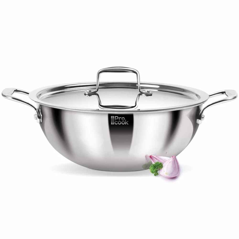 Deep Kadhai With Lid Ss Triply (Milton Procook)