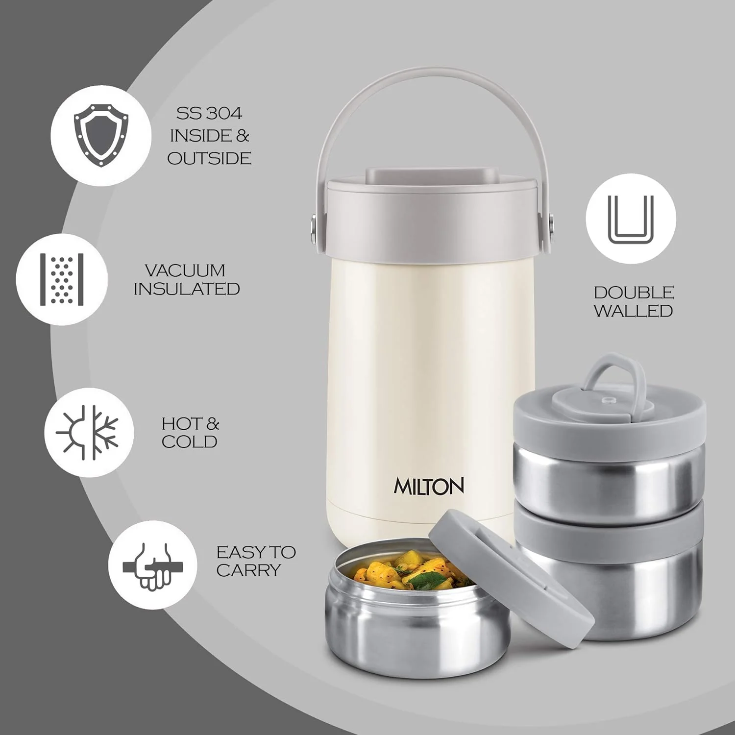 Glamour Thermosteel Stainless Steel Tiffin Box (Milton) - Image 4