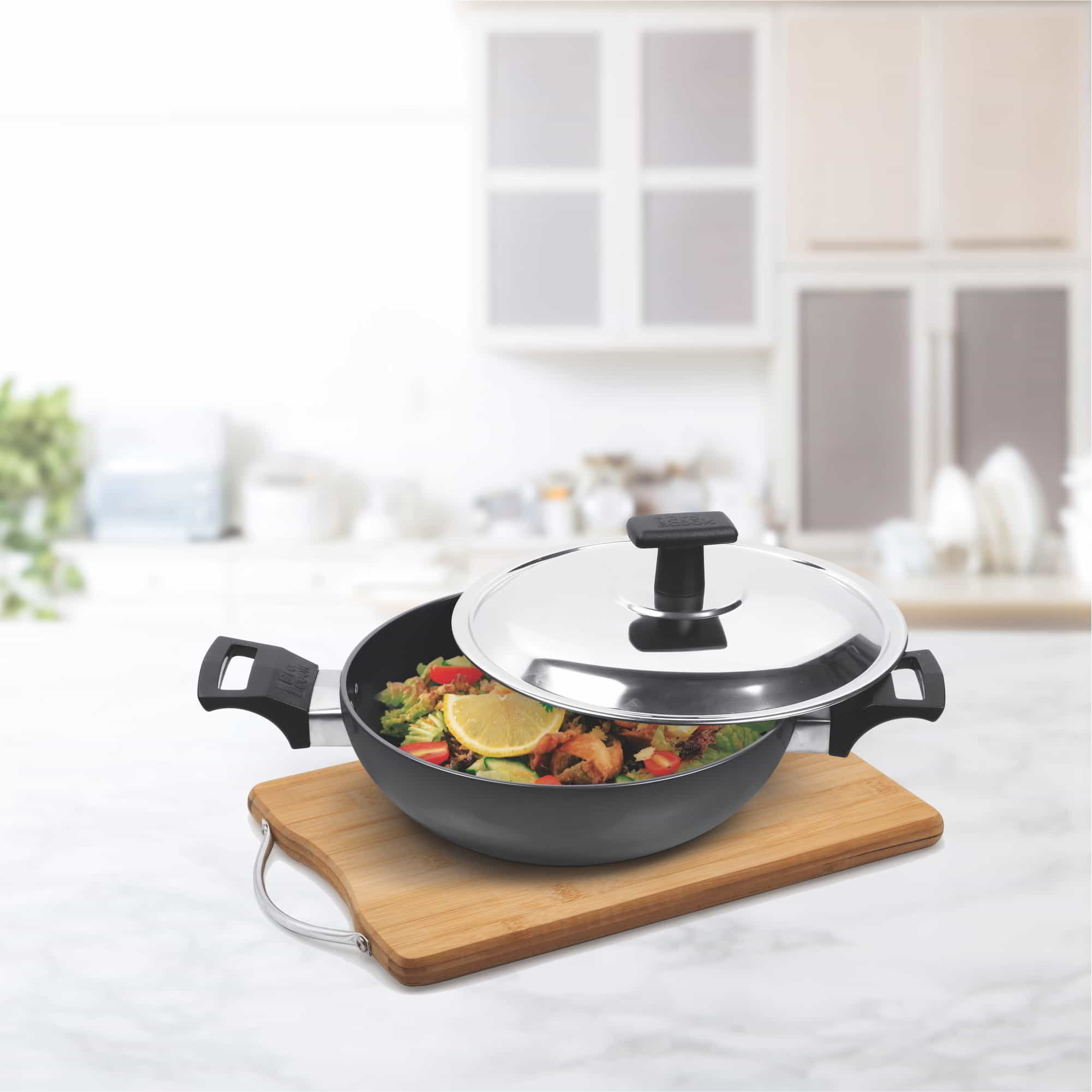 Hard Anodized Kadhai With Stainless Steel Lid (Milton Procook) - Image 2