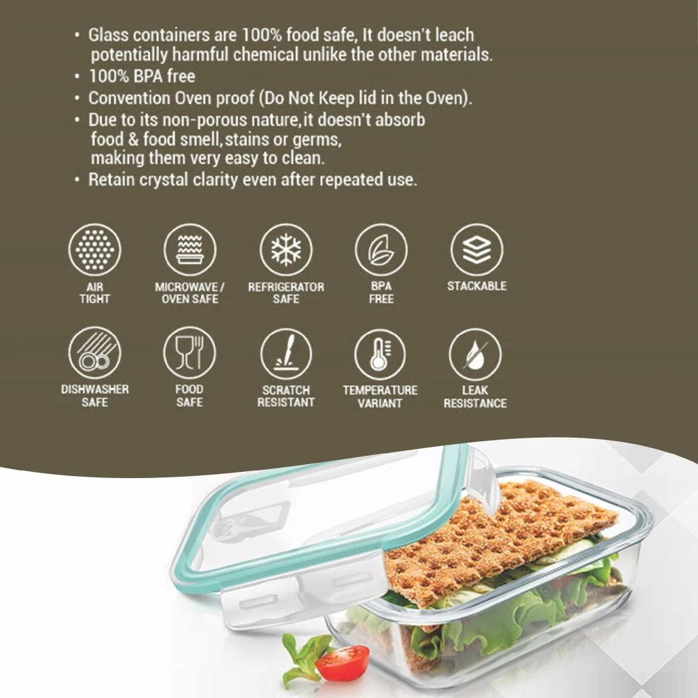 Hi Borosilicate Clip Fresh Rectangular Container (Treo by Milton) - Image 3