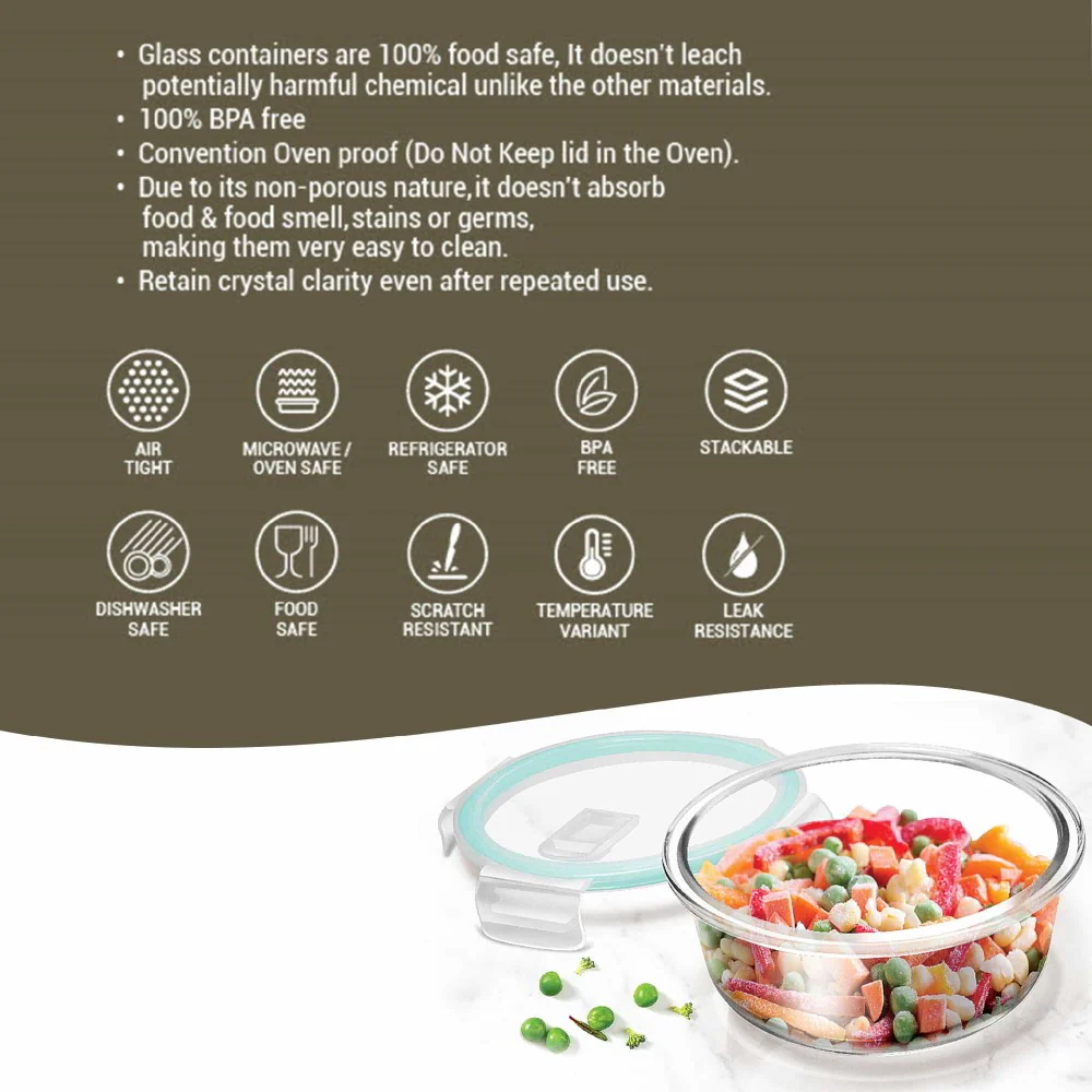 Hi Borosilicate Clip Fresh Round Container (Treo by Milton) - Image 4