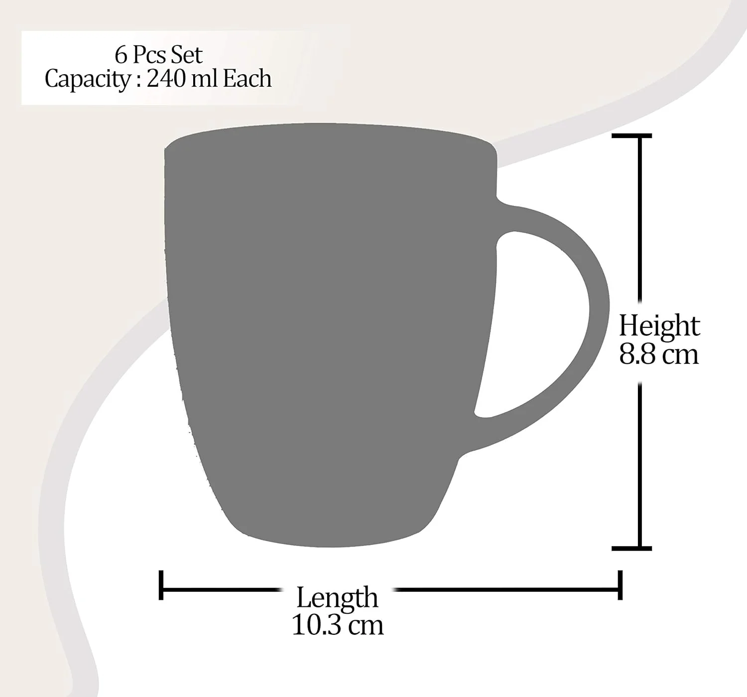 Marble Mug, 240 ml, Set of 6 (Treo by Milton) - Image 5