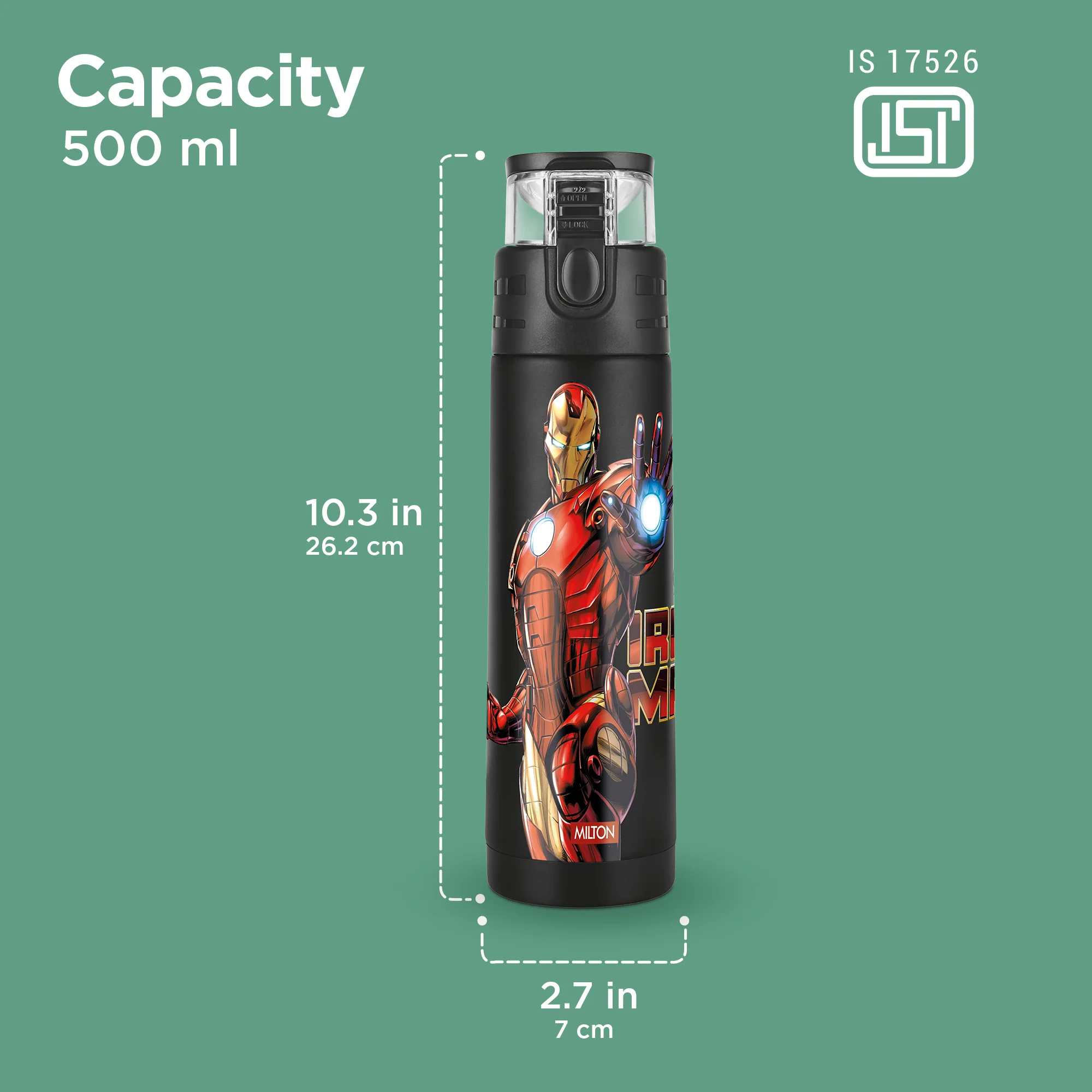 Marvel Mighty Iron Man Thermosteel Bottle (Milton) - Image 3