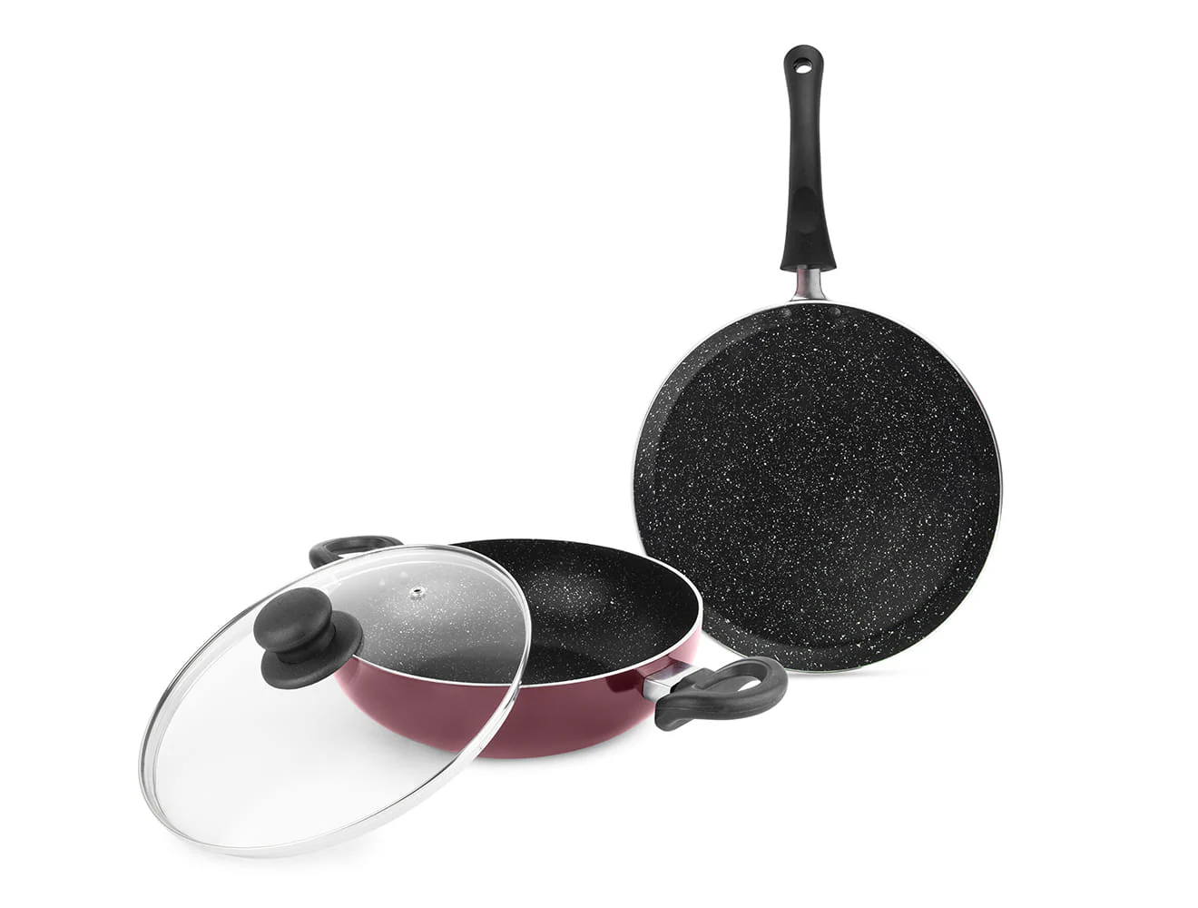 New My Kitchen 2Pc Set,Burgundy(Kd 24Cm & Ta 28Cm With Lid) (Milton Procook)