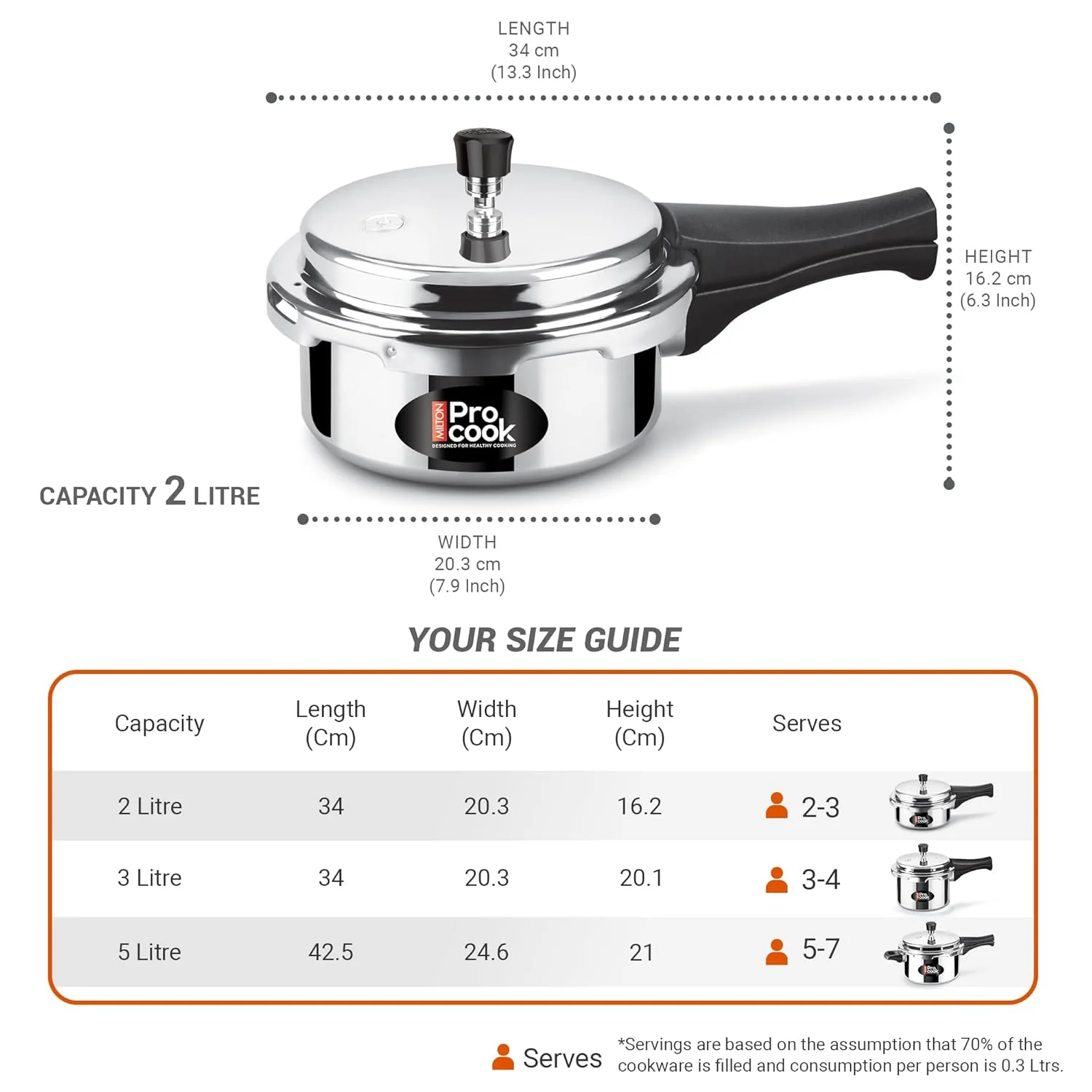 Pressure Cooker Aluminium Outer Lid Induction (Milton Procook) - Image 3