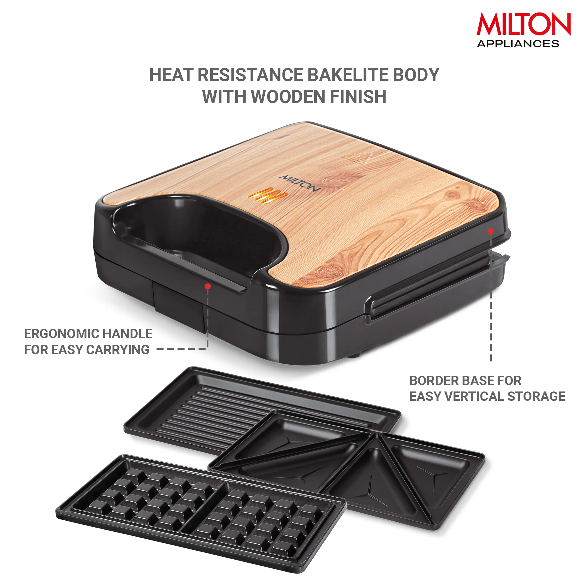 Wodden Sandwich Griller HSM003 3-IN-1 (Milton) - Image 4