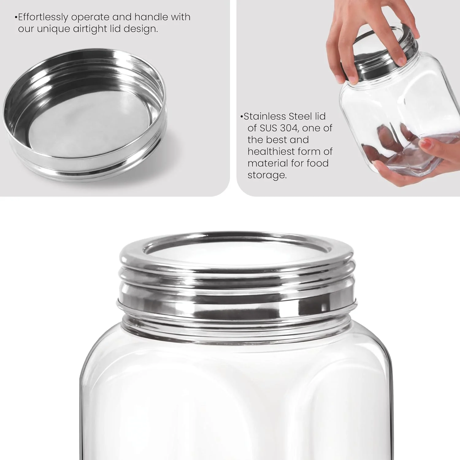 Square Jar With SS 304 Lid (Treo by Milton) - Image 4