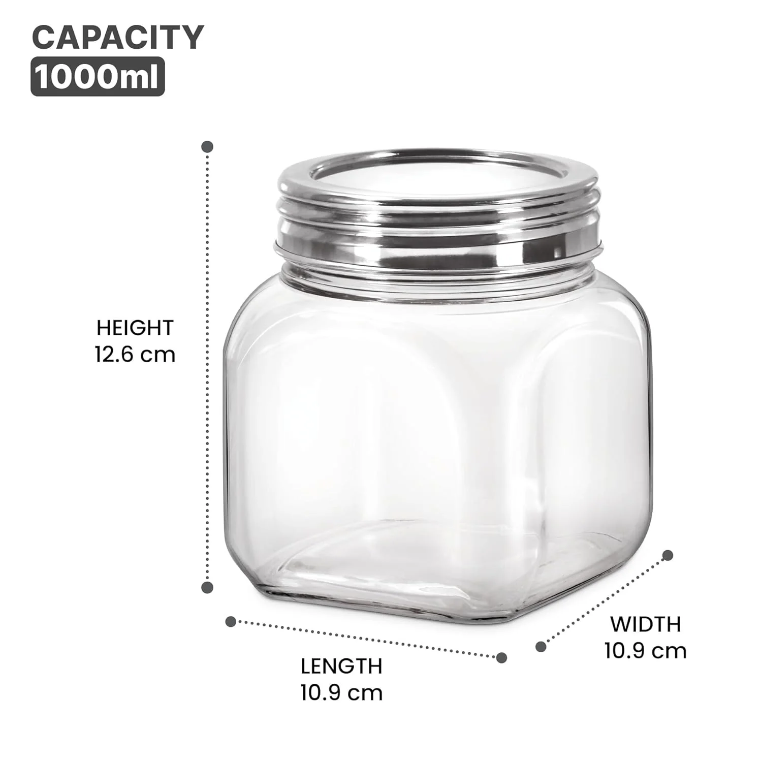 Square Jar With SS 304 Lid (Treo by Milton) - Image 6