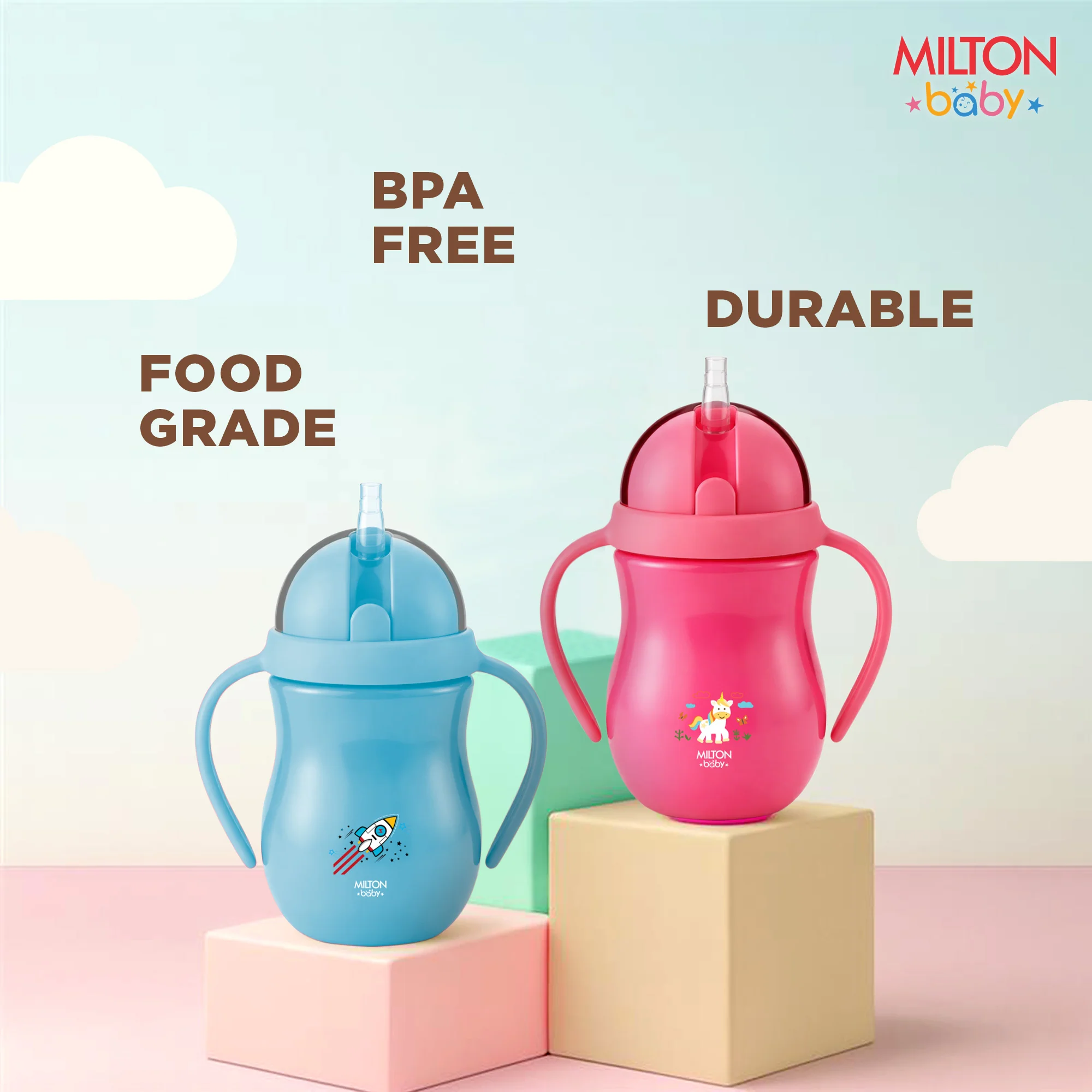 Straw Sipper With Handle Bottle For Baby (Milton) - Image 18