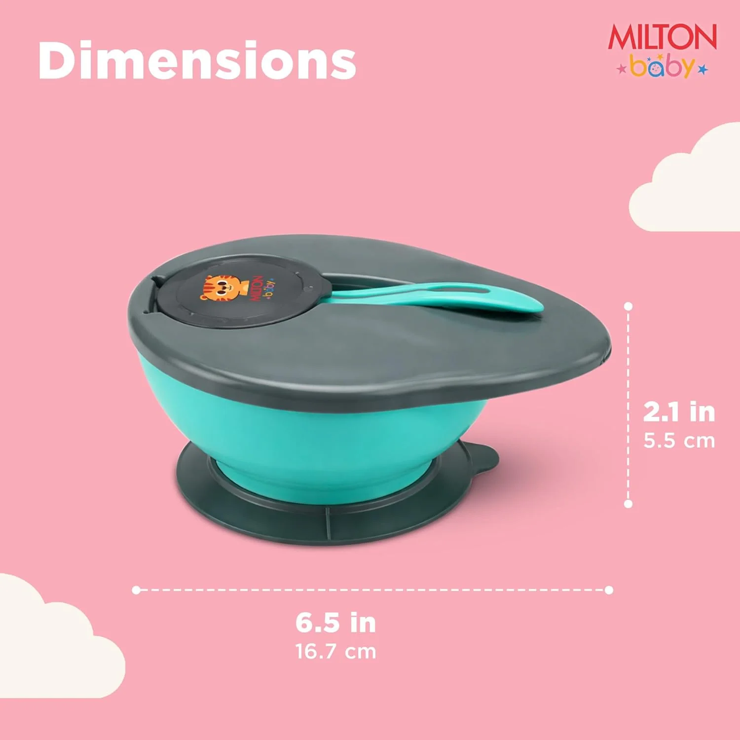 Suction Bowl With Lid Spoon For Baby (Milton) - Image 3