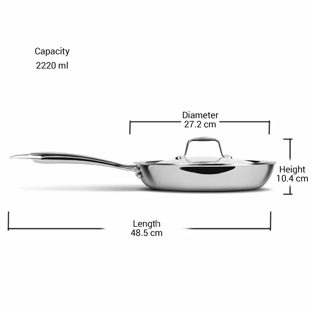 Triply Stainless Steel Fry Pan With Lid (Milton Procook) - Image 8